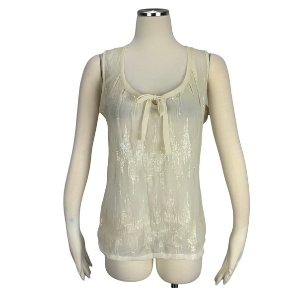 Banana Republic Small Top Ivory Shimmer Party Sleeveless Club - Picture 1 of 7